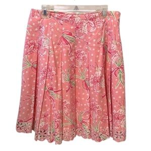 Lilly Pulitzer Ingrid Skirt in Pulitzers Prize, Pleated Eyelet Women’s Size 10